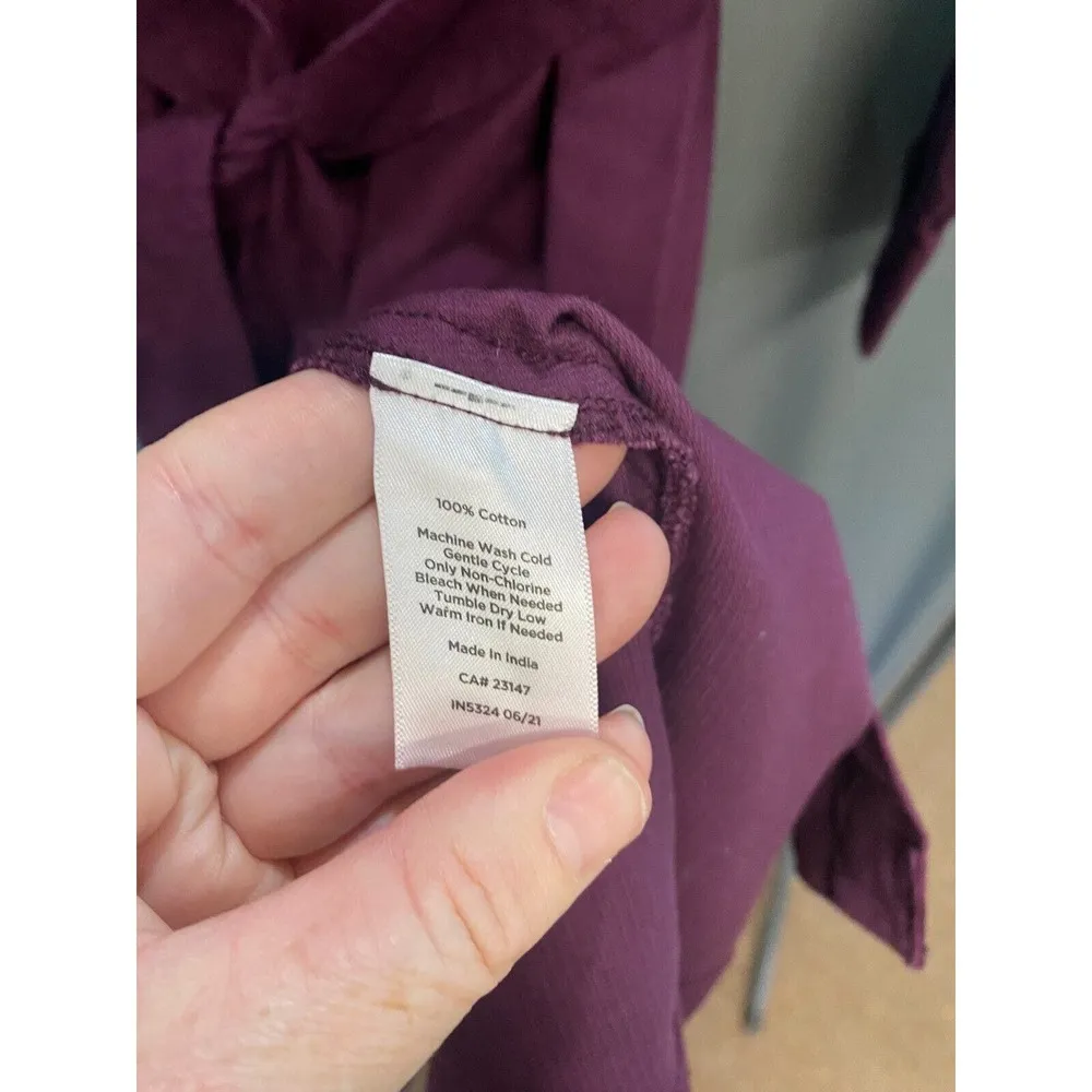 Talbots Shirt Dress Womens Petites 12P Purple Long Sleeve Collar 100% Cotton B64 - Image 7