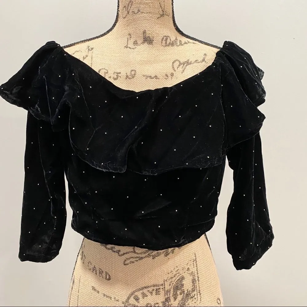 NWT Topshop Velvet Shirt Cocktail Party Event Evening‎ medium off shoulder - Image 7