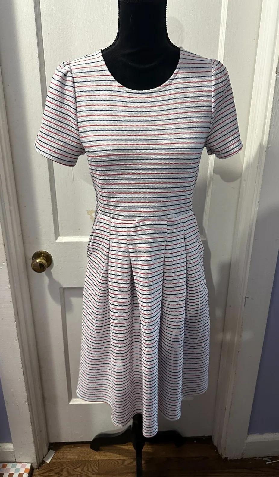 Draper James RSVP Red White and Blue Striped Short Sleeve Dress in XS - Image 1