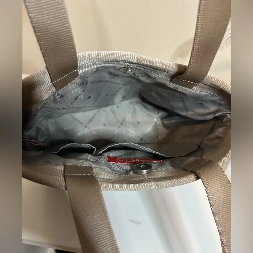 Harveys Seatbelt Handbag Tan Beige Woven Medium Tote Bag Purse - Image 3