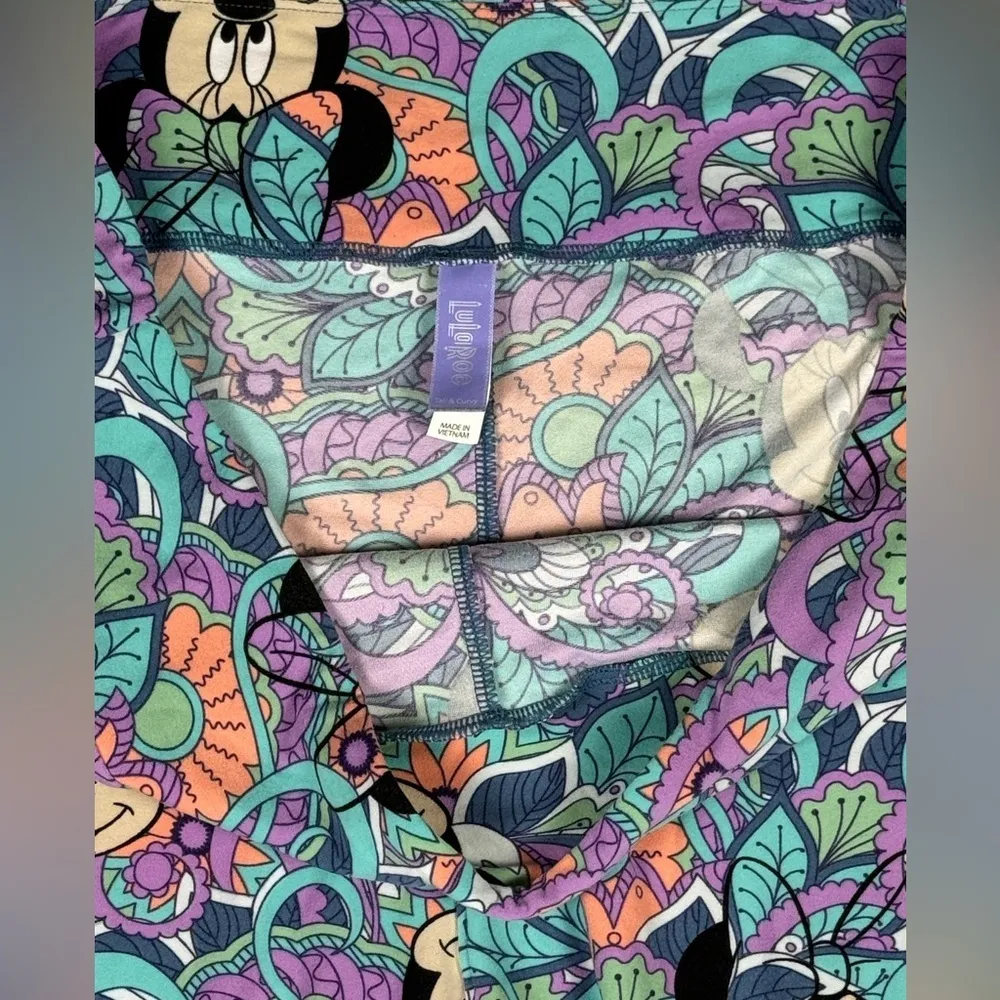 LuLaRoe Disney TC Minnie Mouse Floral Leggings Pant Tall & Curvy - Image 2