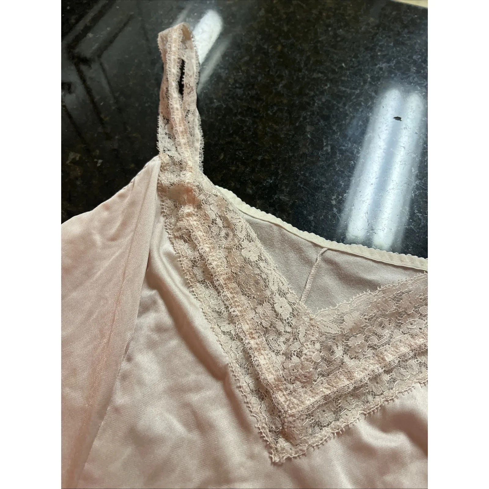 Vintage Shadowline 2‎ Piece Pajamas Set Tank And Pants Pink Lace Silly Sz L Sexy Size L - Image 3