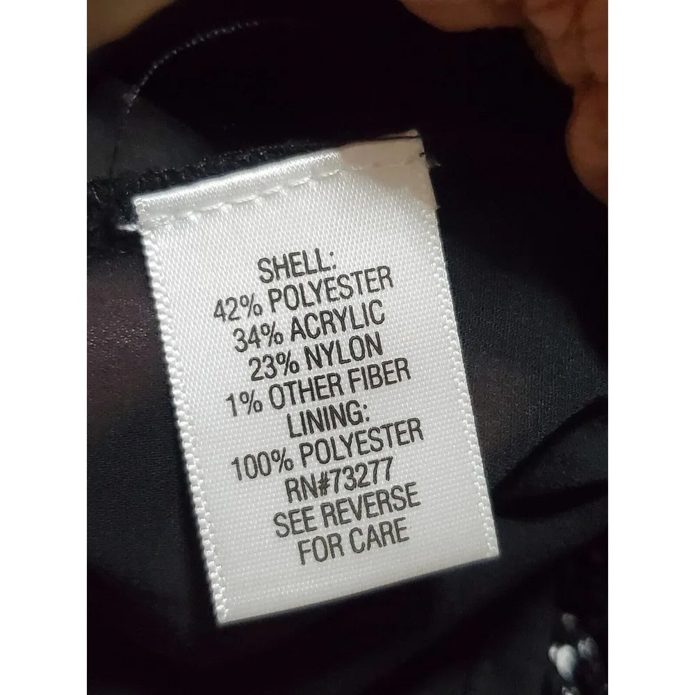 Apt. 9 Women's Black White Polyester V-Neck Long Sleeve Pullover Sweater Size 2X - Image 8