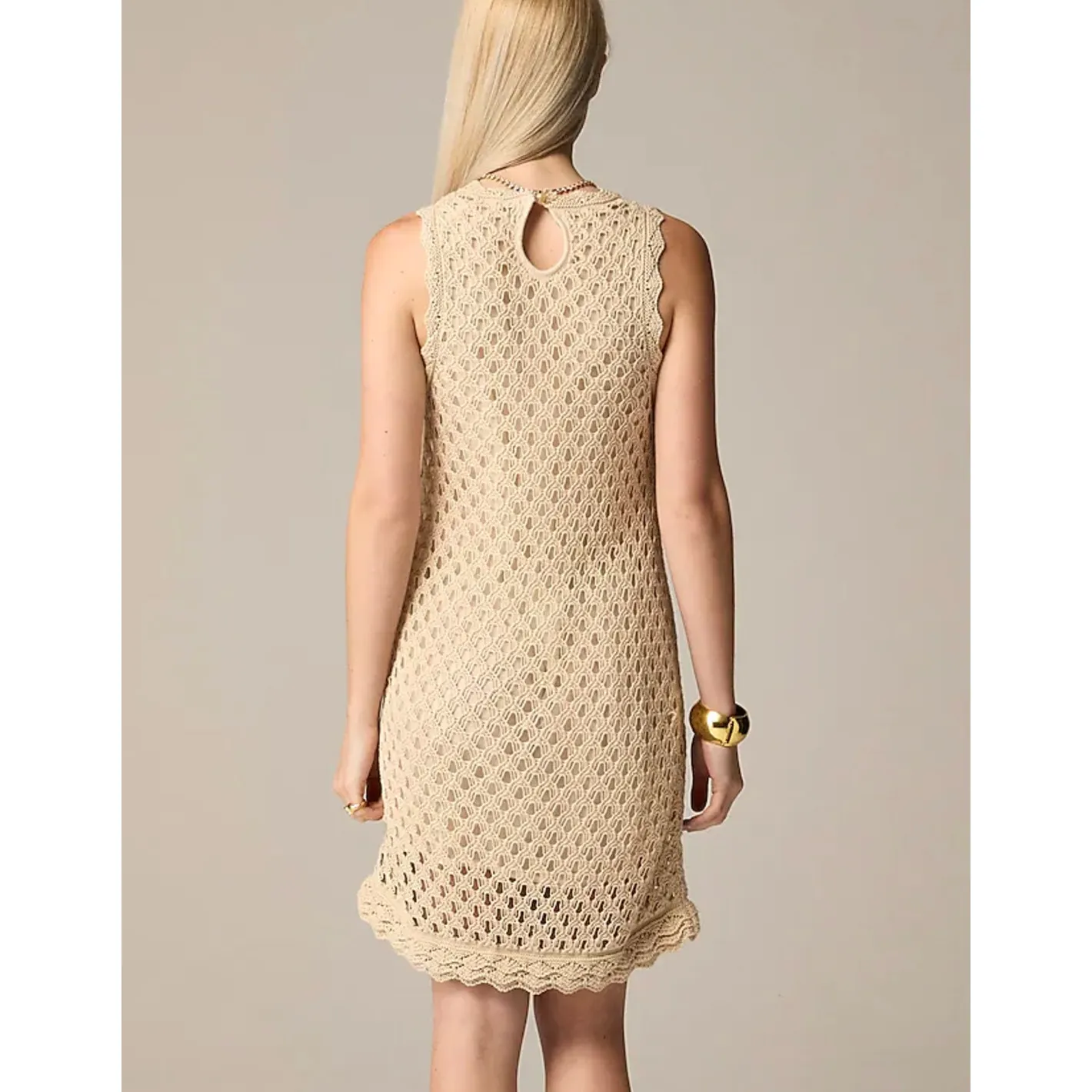 J.Crew Pointelle Sleeveless Sweater Dress Natural Beige Resort Boho Medium NWT - Image 2