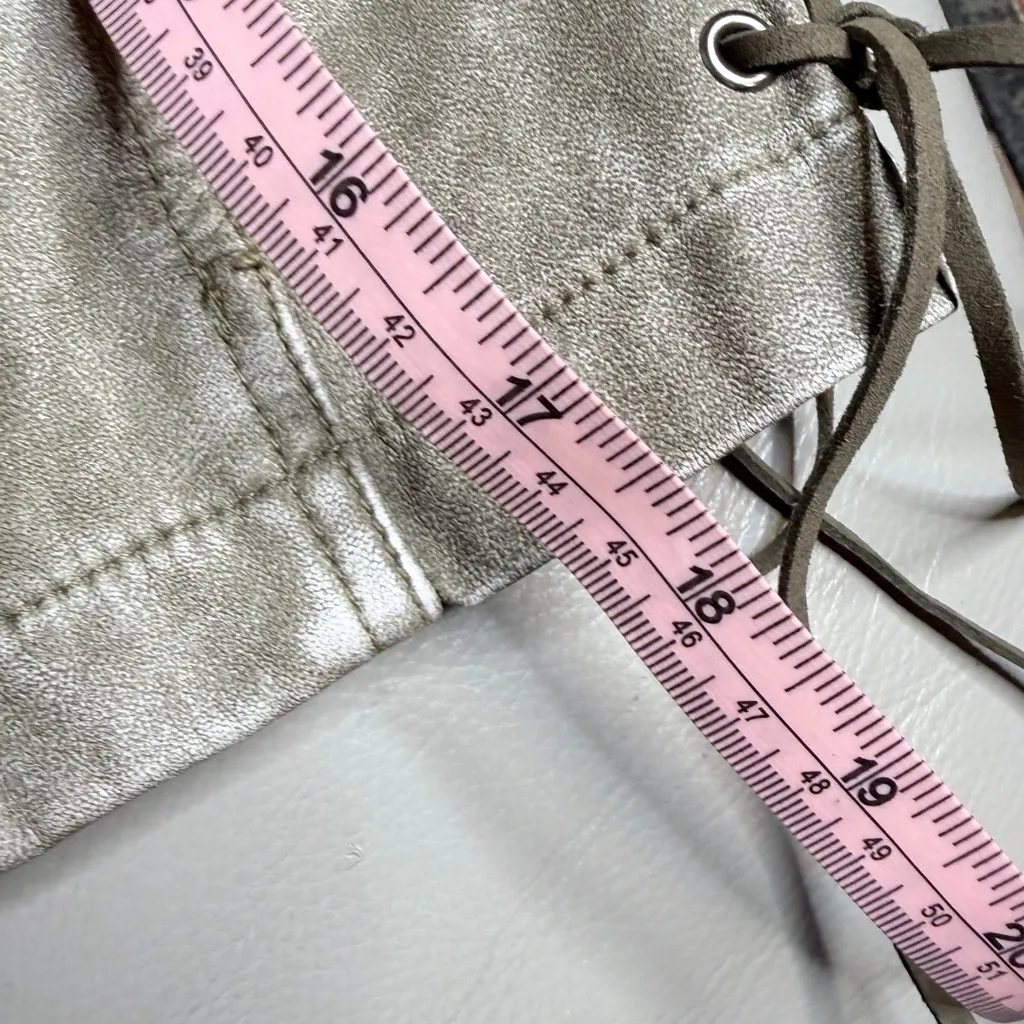 Jade Faux leather side lace distressed motorcycle vest Jacket y2k rock size Xs Gray - Image 5