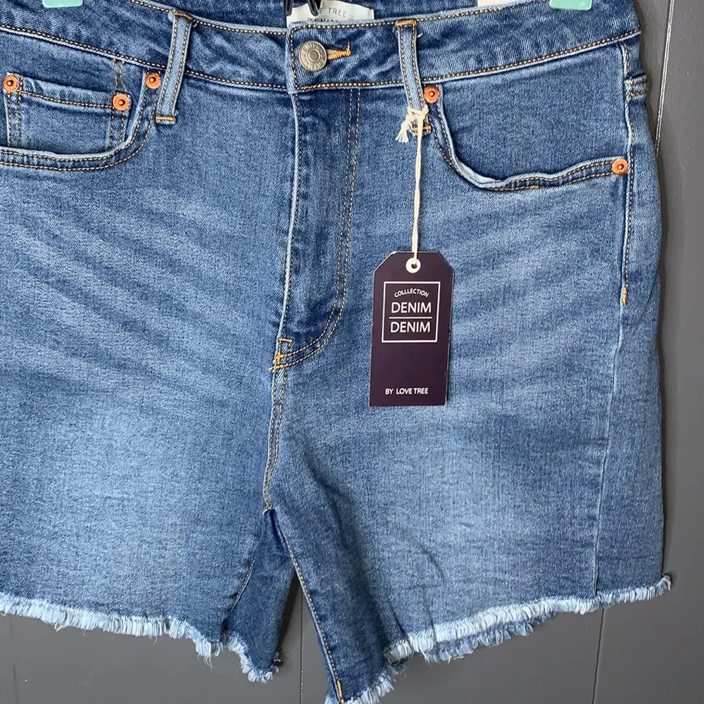 Love tree denim‎ blue premium denim biker shorts mid-rise. - Image 4