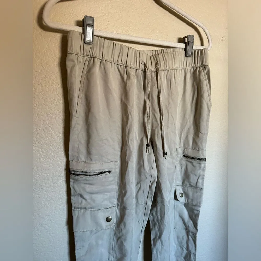 Banana Republic Cargo Satin Joggers Sz‎ Small Petite NEW Tan Color - Image 2