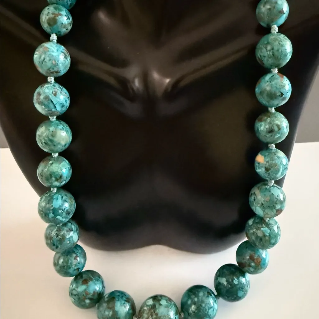 Chic Turquoise AIL Beaded Southwestern Necklace Sterling Silver Blue - Image 2