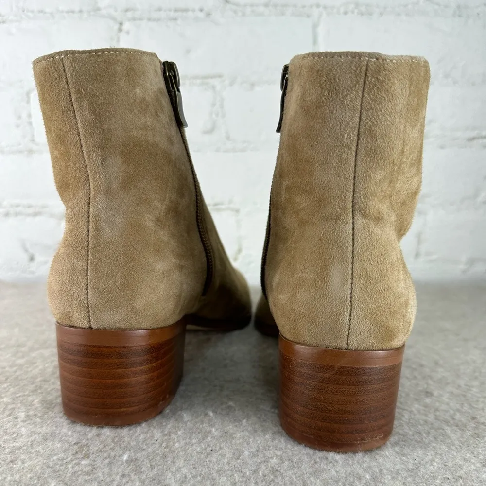 J.Crew  Walker Side Zip Tan Suede Leather Booties Women’s Size 8.5 - Image 2