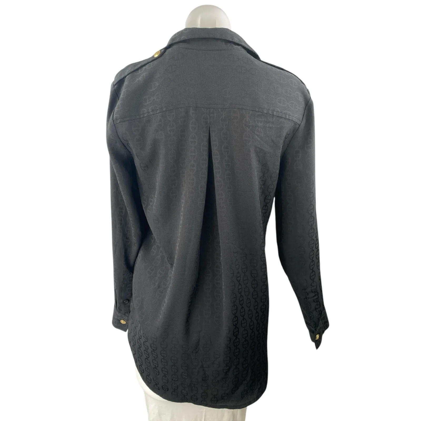 J.Crew Women's Black Loop Collared Long Sleeve Button Down Shirt Blouse Top Sz M Size M - Image 2