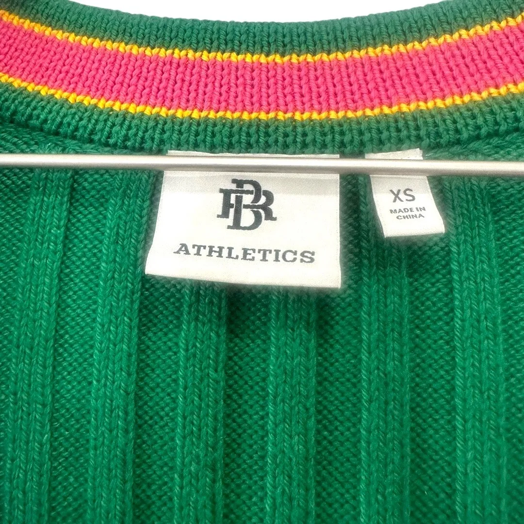 Banana Republic Athletics Varsity Logo Cardigan Green Pink Yellow Size XS - Image 6