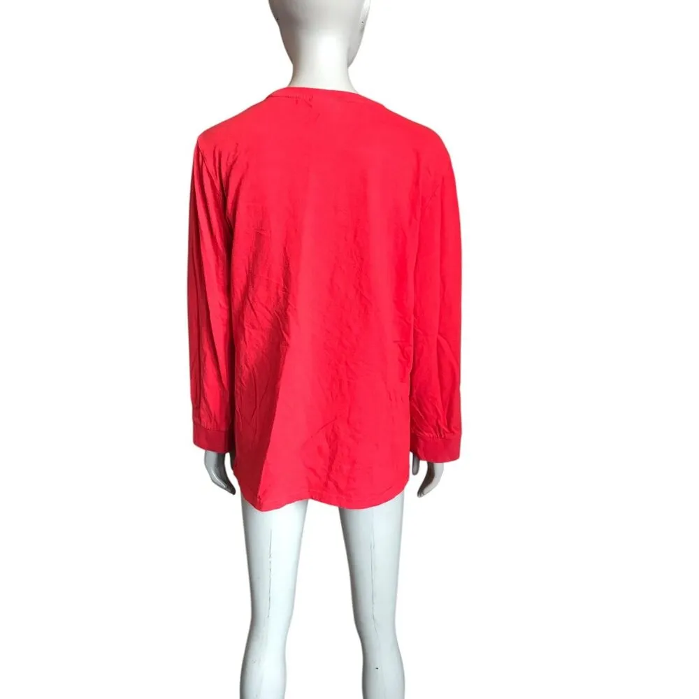 Ellesse Red and White Long Sleeve Cropped Top Size L - Image 4