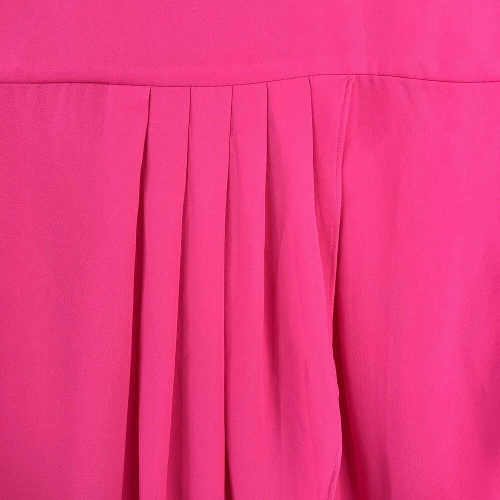 Sis Sis Size L Blouse Barbie Pink V-Neck Pullover Wrap Back Top Long Roll Sleeve - Image 9