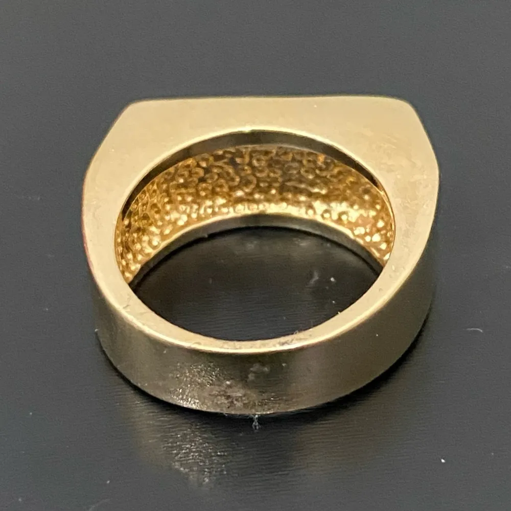 Vintage 18KGE Gold Electroplated Pave Baguette Clear Stones Flat Top Unisex Ring - Image 5