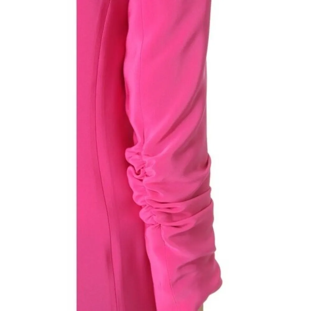 NWT Elizabeth & James Heather Blazer in Fuchsia Pink Ruched Sleeve Crepe  4 $495 - Image 14