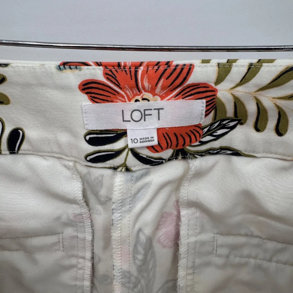 LOFT The Riviera Short Womens 10 White Whimsical Floral Print Cotton Viscose‎ - Image 6