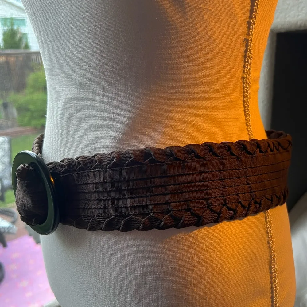 Brown Textured Vintage brown crinkle belt. 32 inches 2 inch wide - Image 2