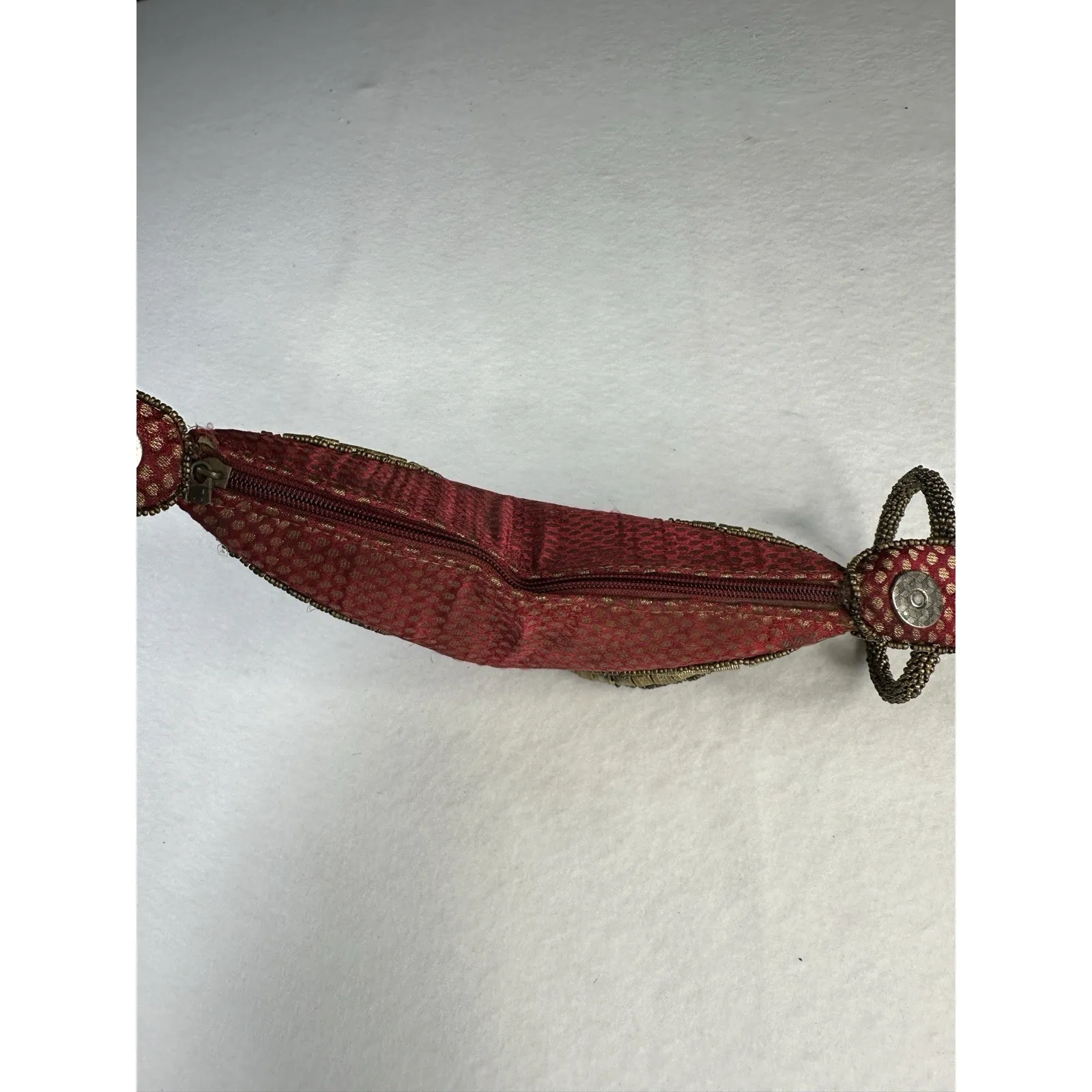 FORTUNE COOKIE Wristlet Purse Red Gold Embellished Beaded Rhinestones - Image 6