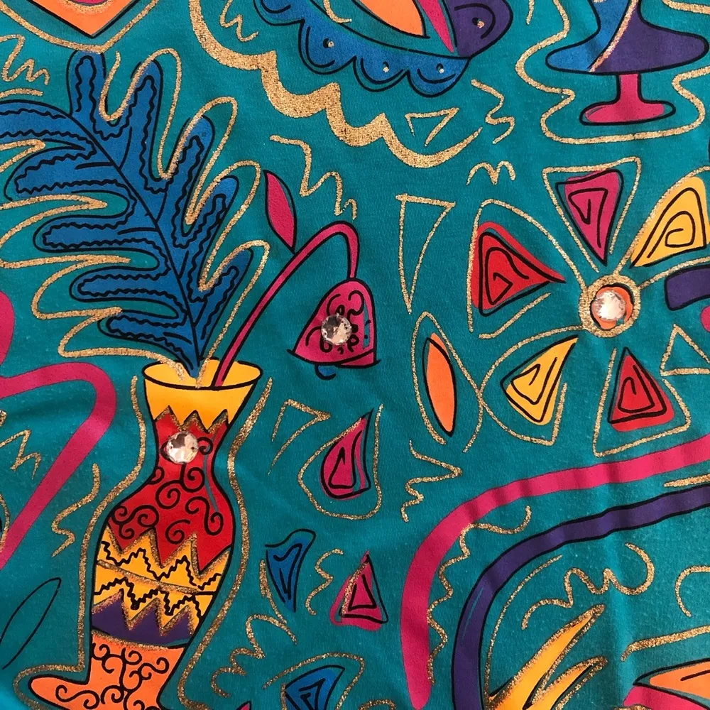 90s Neon Shapes Shirt Design Pattern Crystal XL Blue - Image 5