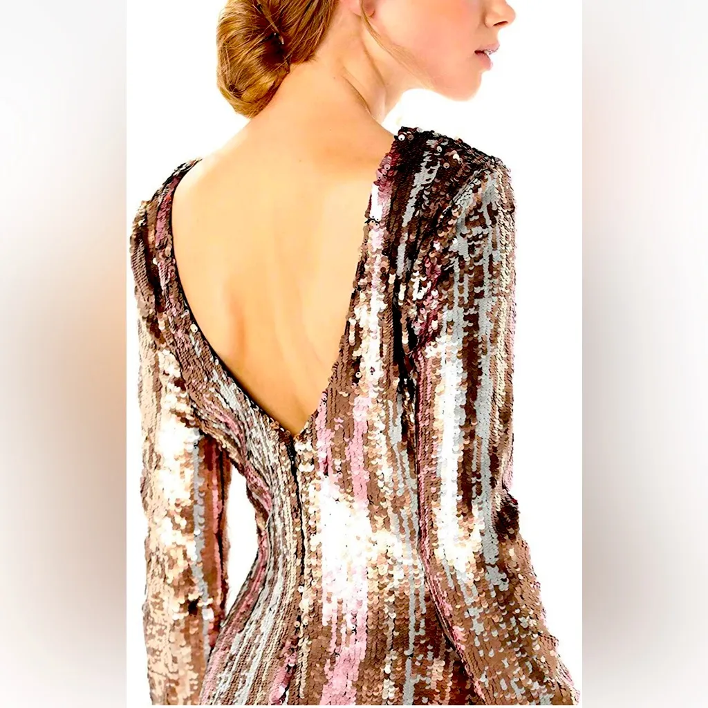 DRESS THE POPULATION Lola
Sequin V-Back Cocktail Party Dress, Multicolor
Small - Image 5