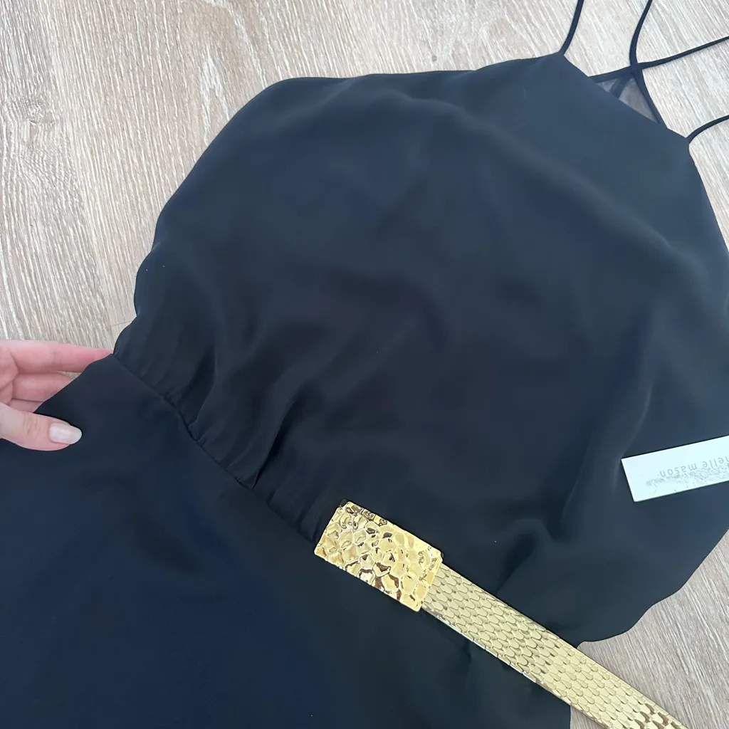 NWT Michelle Mason Luxury Black 100% Silk Dress – Asymmetric Hem & Sheer Back - Image 6