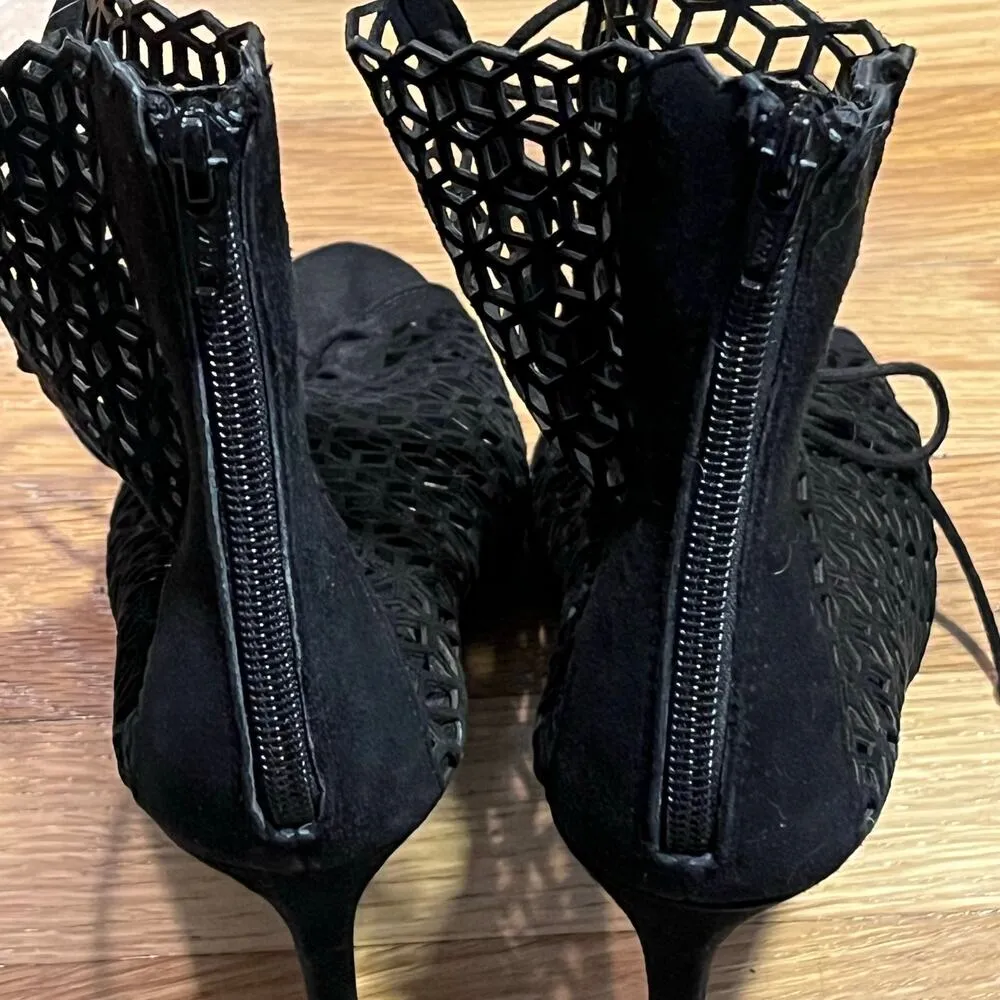 Zara Basic Laser Cut Peep-Toe Lace-Up Heels - Size 40 - Image 6