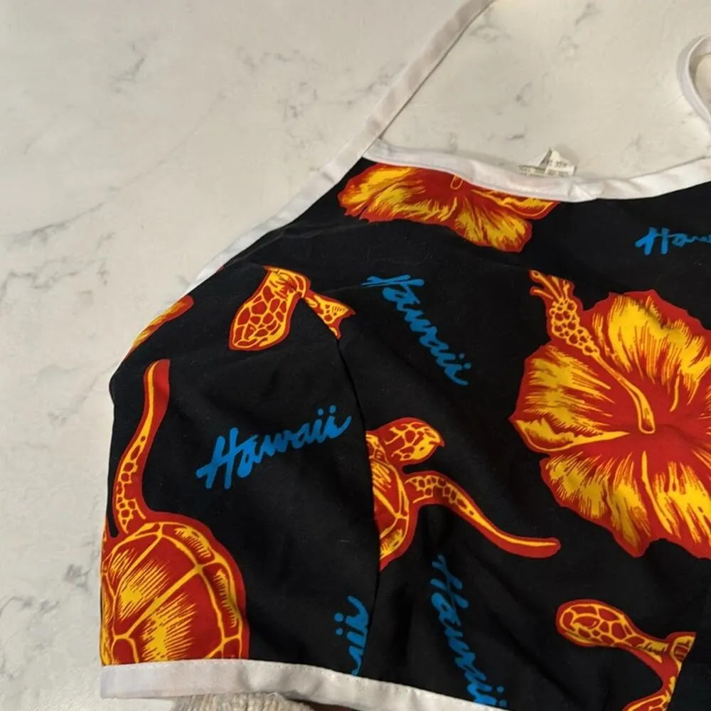 Hawaiian halter cropped top made in Hawaii black orange tropical Summer size L Size L - Image 2