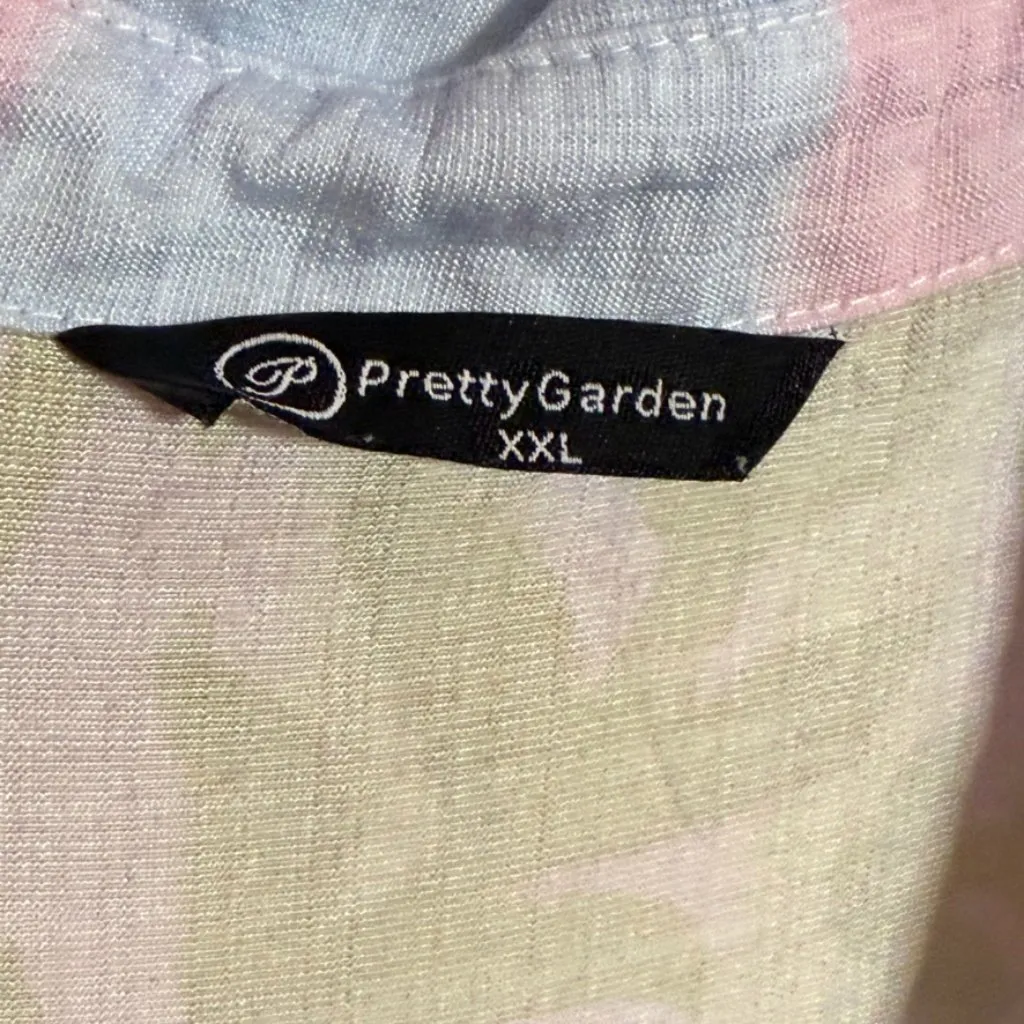 PrettyGarden Tropical Print Short Sleeve Button Down Blouse Size XXL - Image 4