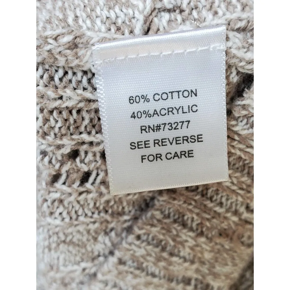 APT.9 Women Beige Cotton Round Neck Long Sleeve Casual Cardigan Sweater Size XL - Image 8