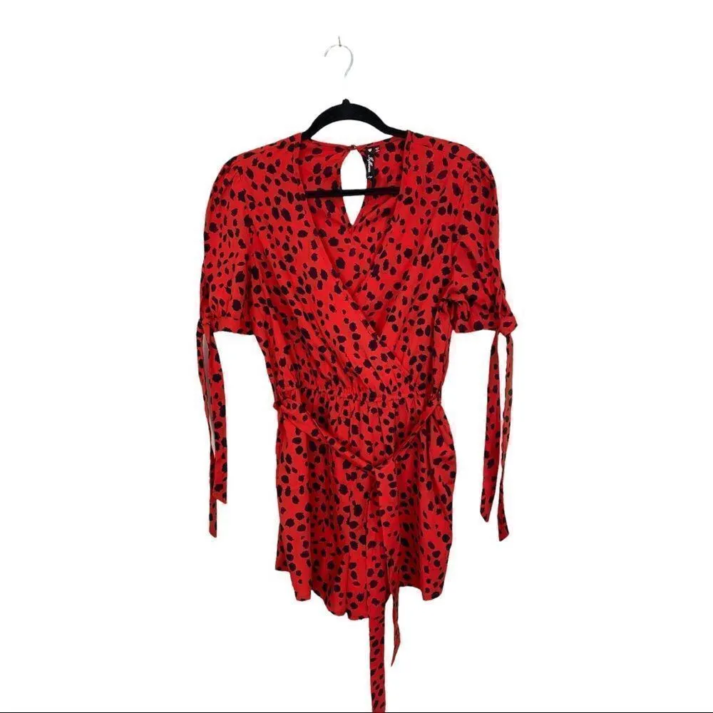 #152 INFLUENCE red and black print romper Red Size 12 - Image 5