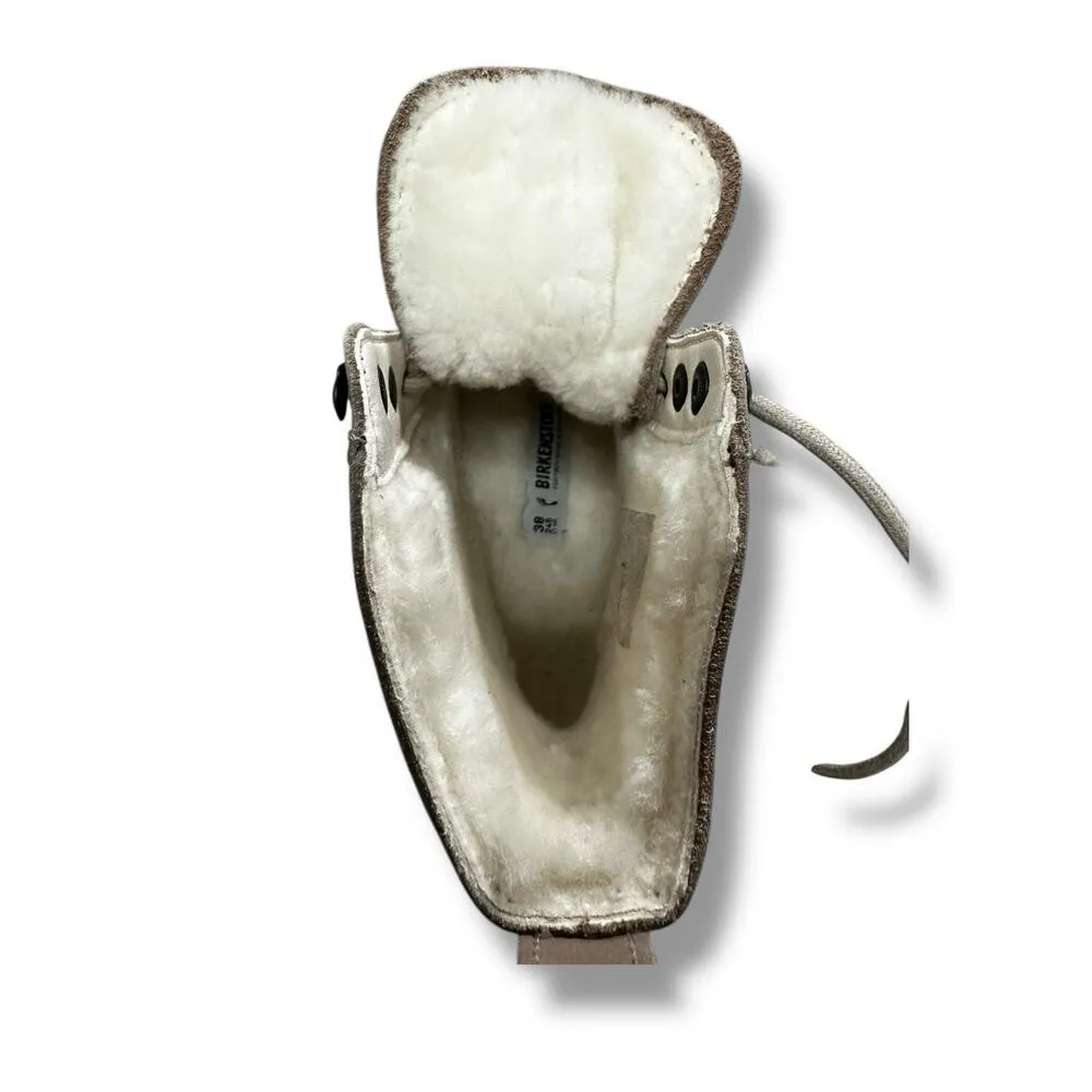 New Birkenstock Bryson Shearling Lined Combat Lace Boots Beige Taupe EU 38 US 7 - Image 4