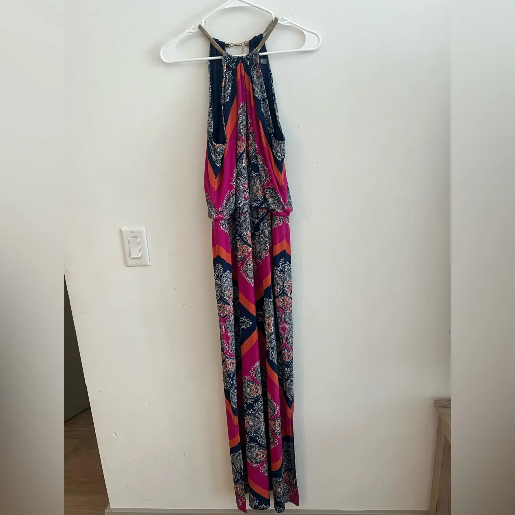 Roz & Ali Sleeveless Maxi Dress Size 10 Boho Paisley Print Halter Neck - Image 5