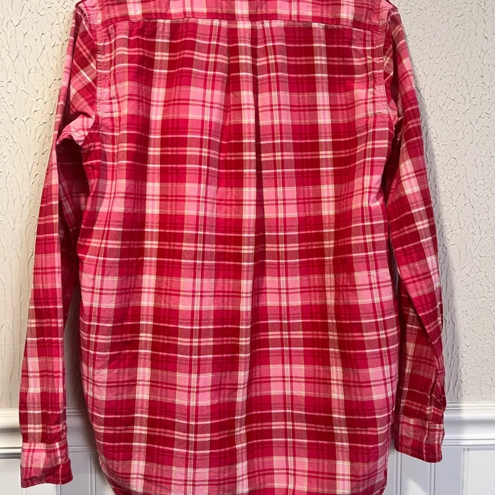 Denim & Supply Ralph Lauren Pink Plaid Cotton Boyfriend Shirt size medium - Image 6