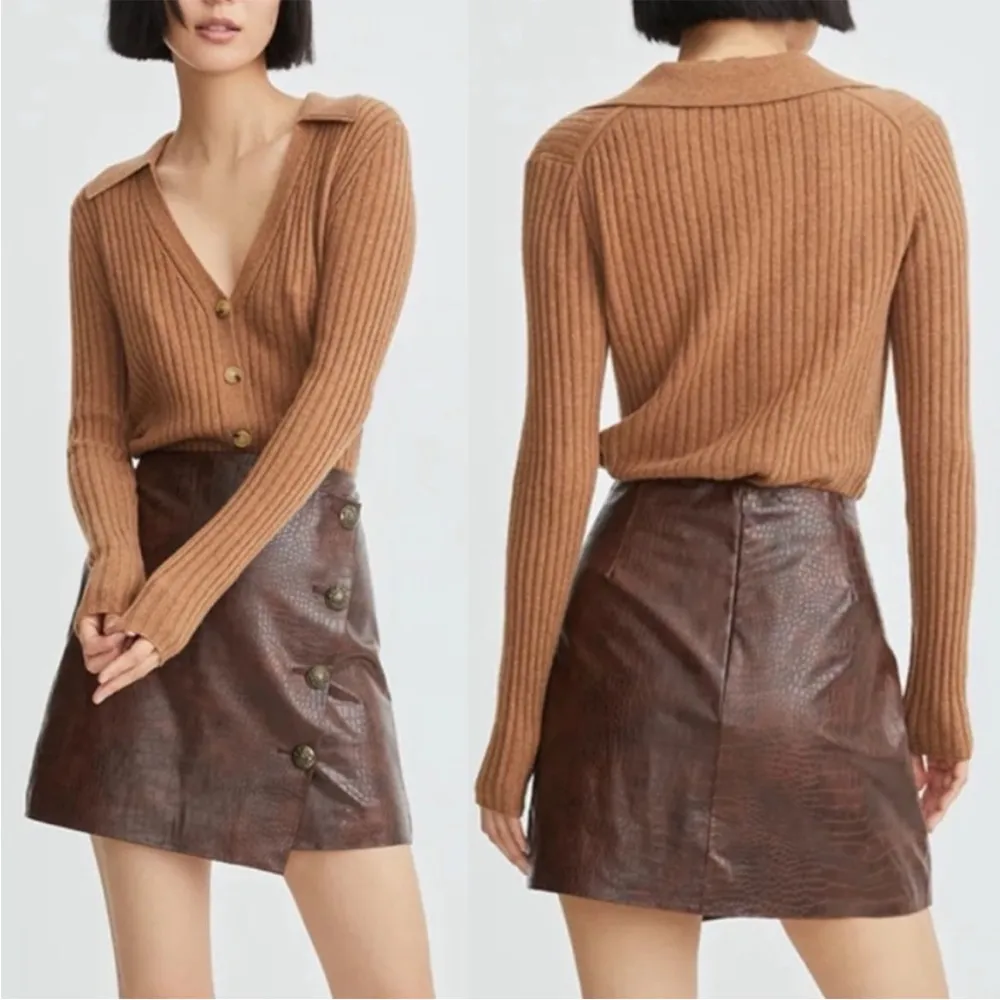 VERONICA BEARD Dinard Faux Crocodile Leather Skirt - Image 13