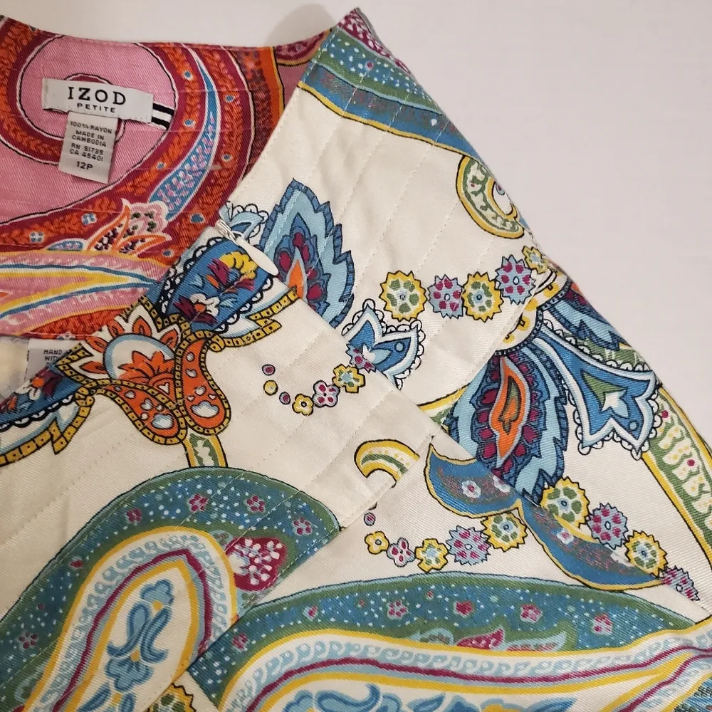 🔥SALE🔥Izod White Multicolor Floral Tribal Print Skirt 12 - Image 5