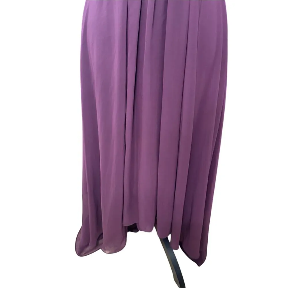 Eliza J Embellished Chiffon Dress V Neck High Low Sleeveless Plum Purple 2 NWOT - Image 4