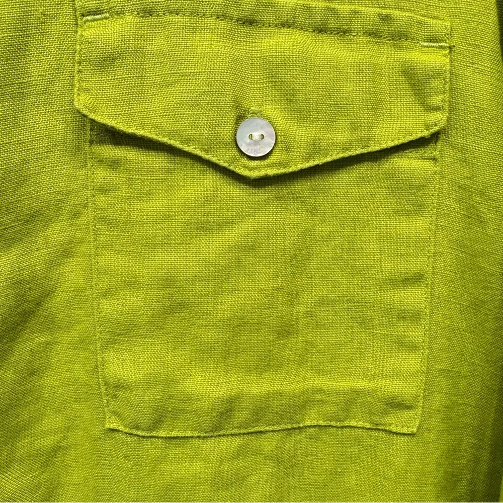 Lino by Chico’s Lime Green 100% Linen Button Front Long Sleeve Tunic 1/Medium - Image 2