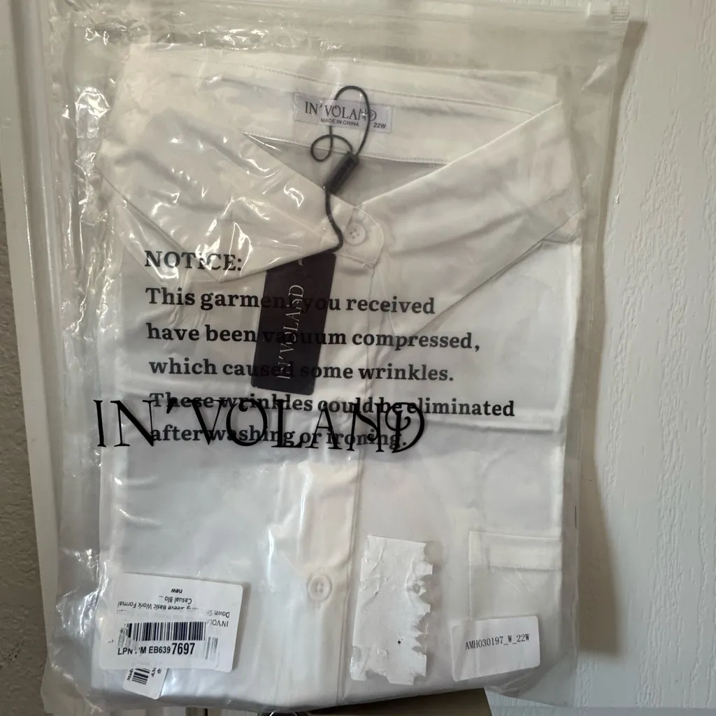 IN'VOLAND Women’s Satin Button Down Shirt Long Sleeve Blouse White 22W NWT - Image 2