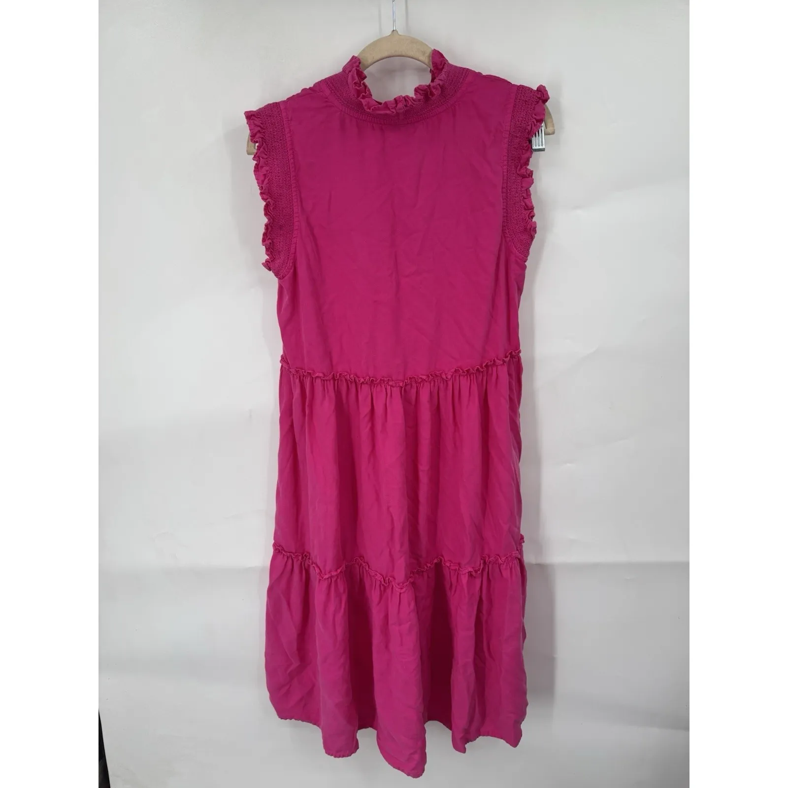 Crown & Ivy Tiered Ruffle Midi Dress Sz M Pink Peasant Cottage Preppy Coquette - Image 2