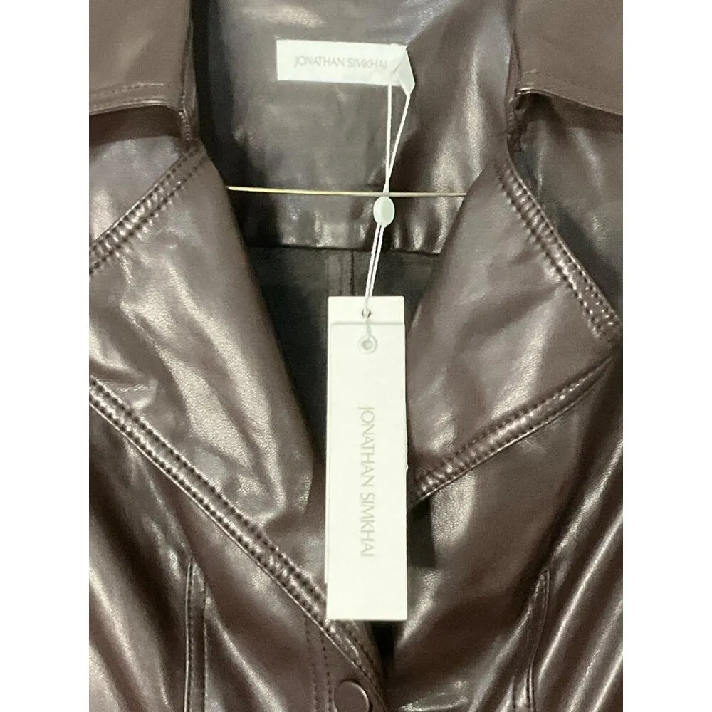 Jonathan Simkhai Chandler Vegan Leather Trench Mini Dress in Chocolate XSmall Brown Size XS - Image 5