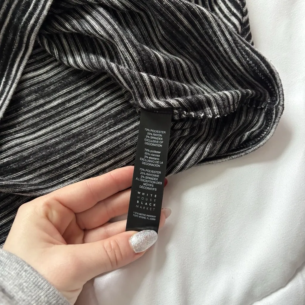 White House Black Market Striped Knit Tunic Black Womens Size Medium Long Sleeve - Image 8