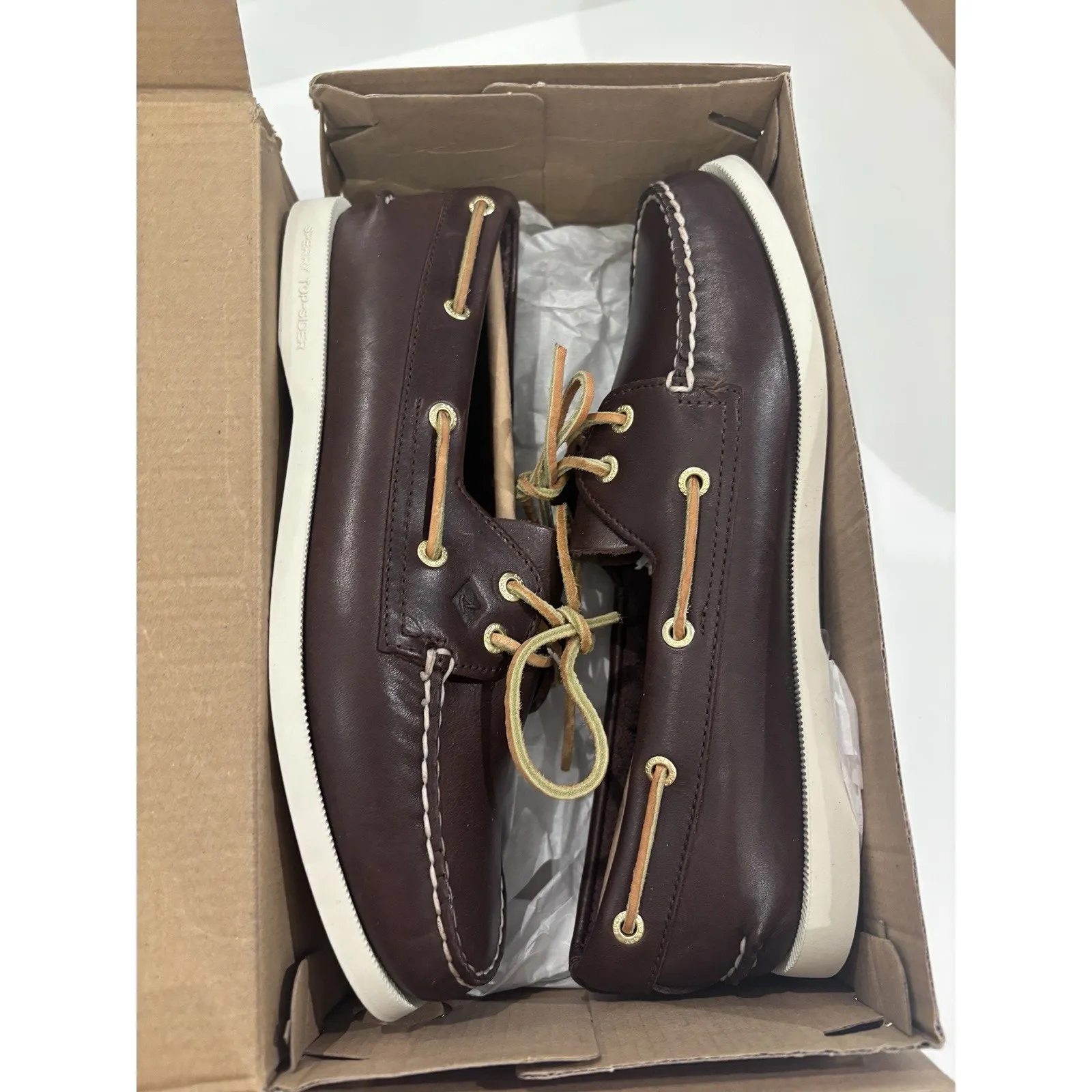 Sperry WOMEN'S AUTHENTIC 2 eye ORIGINAL BOAT SHOES A/O SMOOTH BROWN Sz 8.5 - Image 4