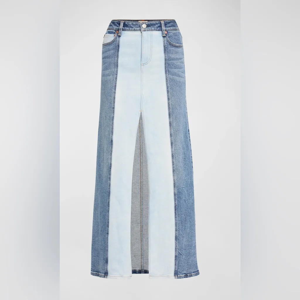 NWT Alice + Olivia Rye‎ Low-Rise Two-Tone Denim Maxi Skirt Sz 25 $375 - Image 7