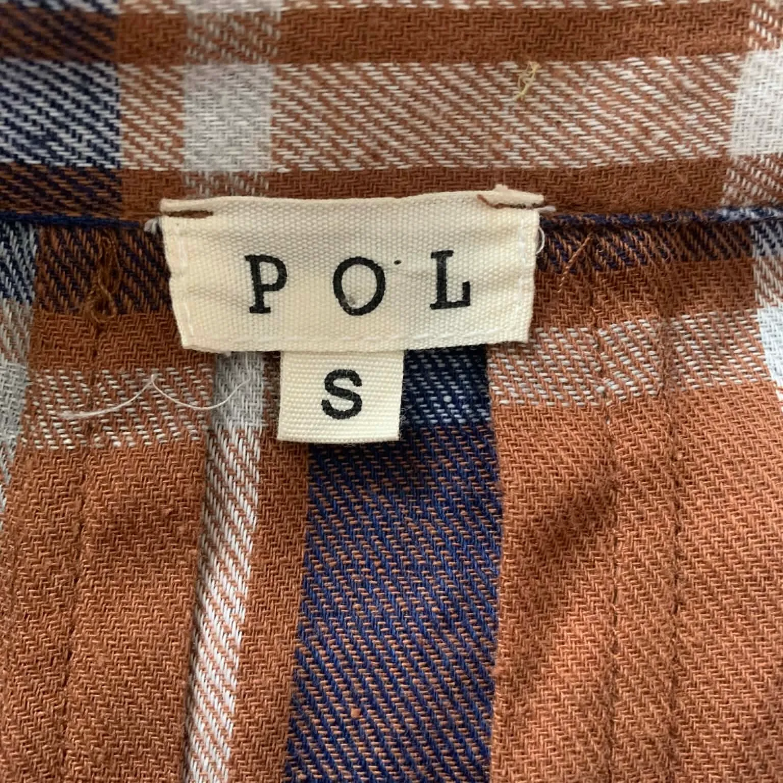 POL Oversized Flannel S Tunic Shacket Boho Plaid - Image 3