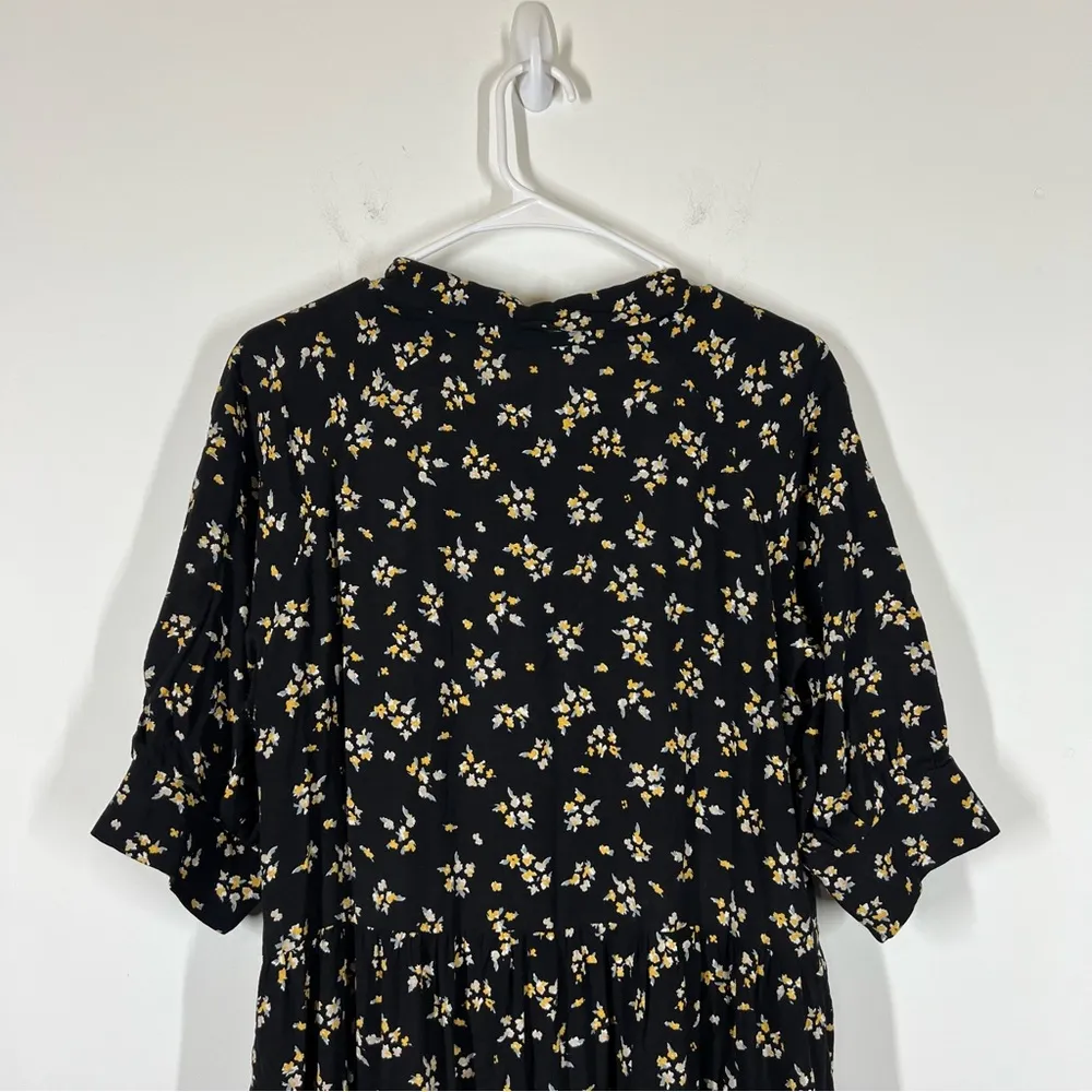 Zara Black Floral Dress Size US Medium - Image 5