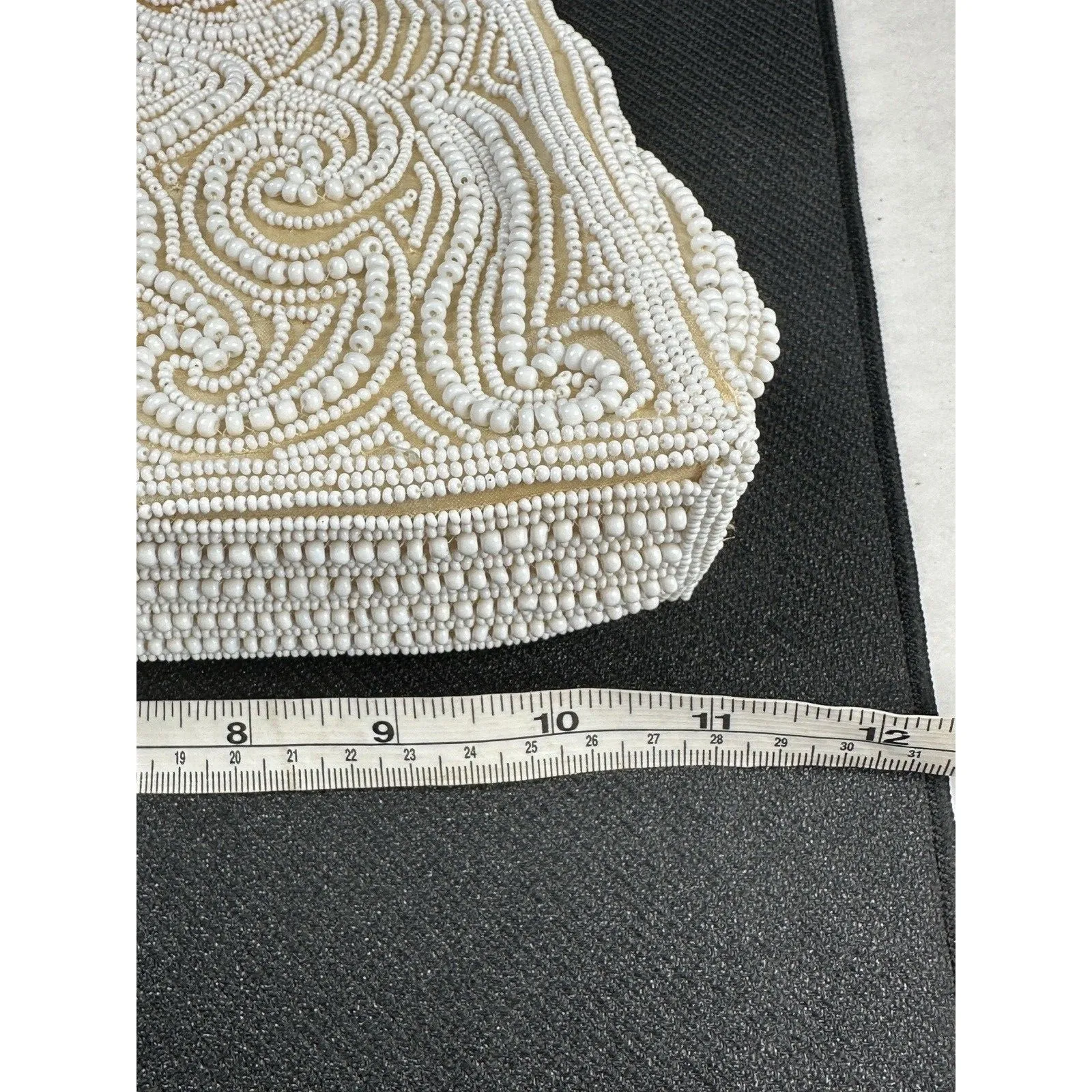 Vtg Antique Beaded handbag‎ regency coquette glam White - Image 15