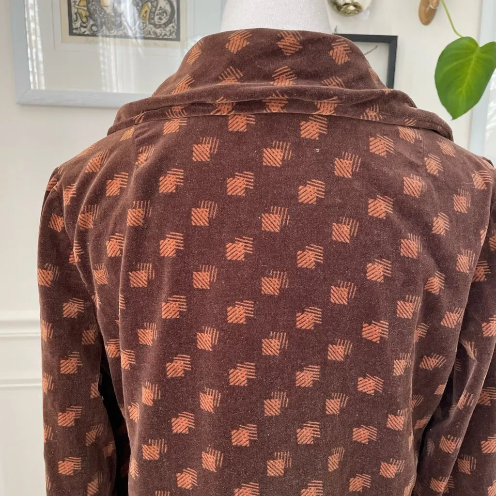 Vintage 70s Gloria Sachs Velveteen Barrymore Dagger Collar Button Blazer Jacket Brown Size M - Image 7