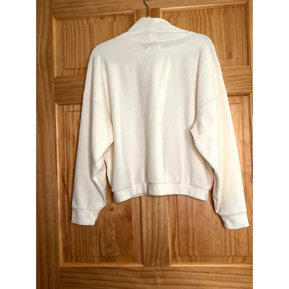 Madewell women's size large corduroy turtleneck cream cropped, soft, warm - Image 4