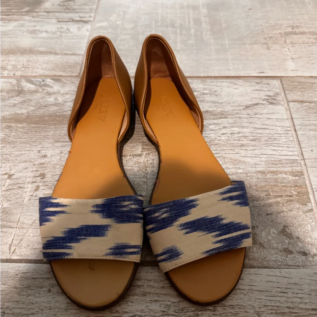 Tan and Blue Peep Toe Flats - Image 5