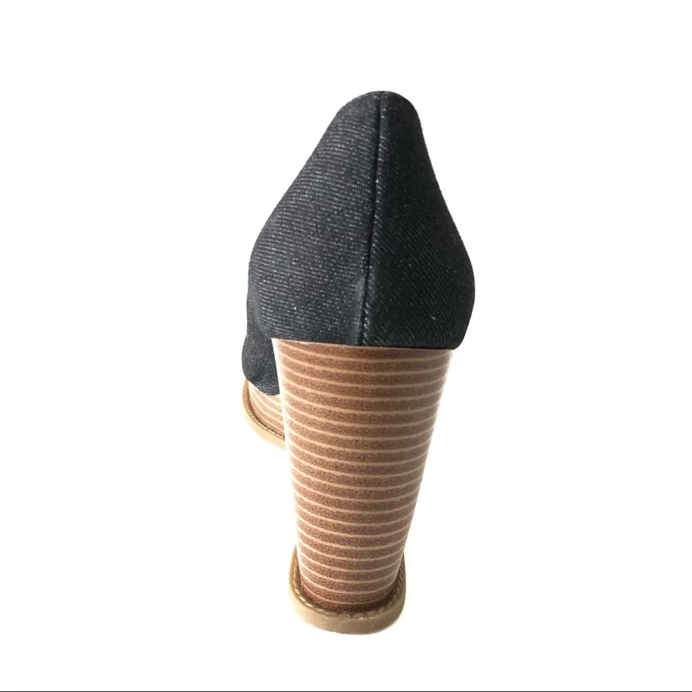 American Eagle Wedges Denim Blue Brown Heels 10 - Image 7